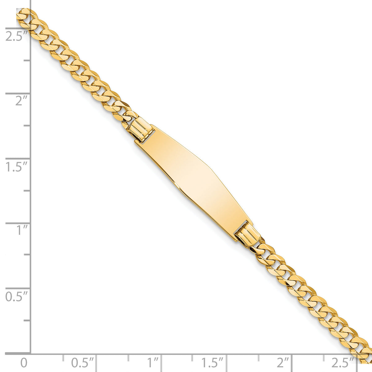 14K Soft Diamond Shape Curb Link ID Bracelet-LID61C-8
