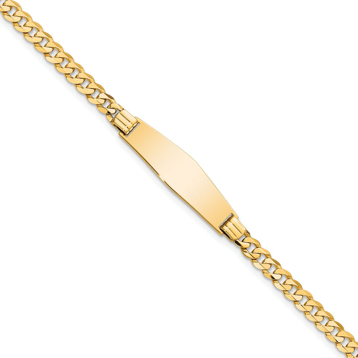 14K Soft Diamond Shape Curb Link ID Bracelet-LID61C-8