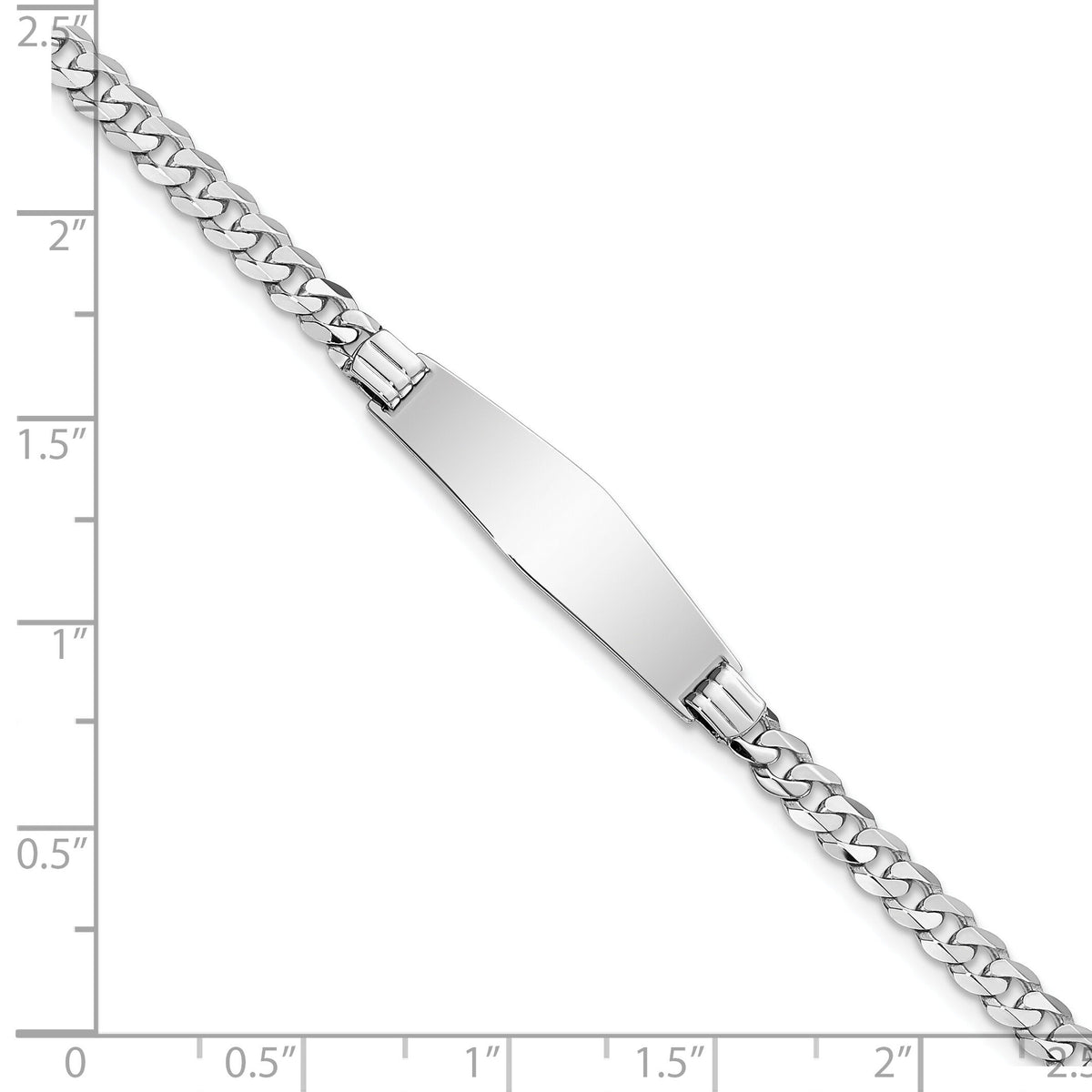 14k WG Soft Diamond Shape Flat Curb Link ID Bracelet-LID61CW-7