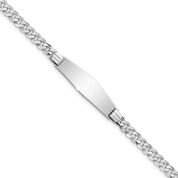 14k WG Soft Diamond Shape Flat Curb Link ID Bracelet-LID61CW-8