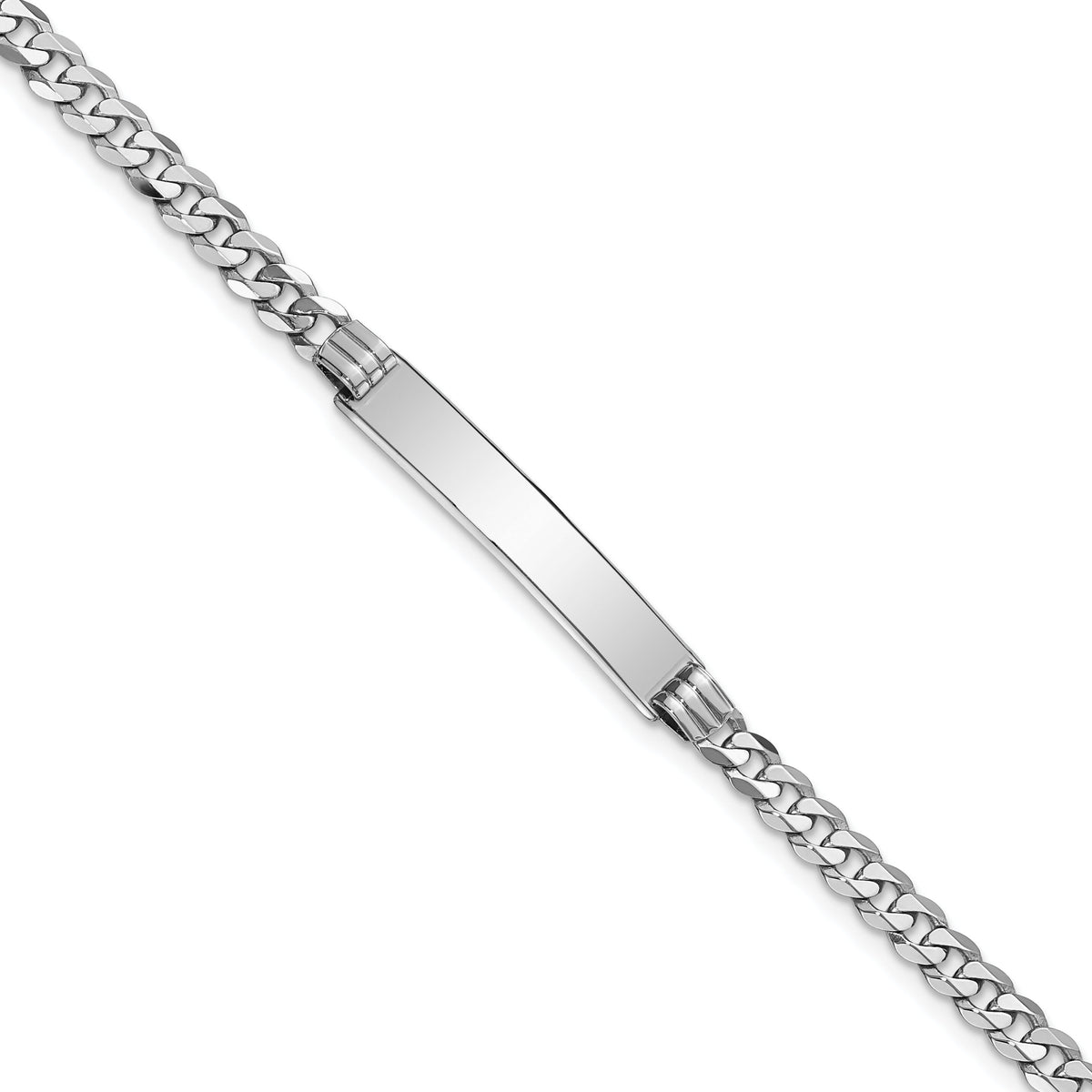 14k WG Flat Curb Link ID Bracelet-LID61W-8