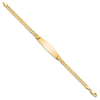 14K Curb Link Soft Diamond Shape ID Bracelet-LID62C-8