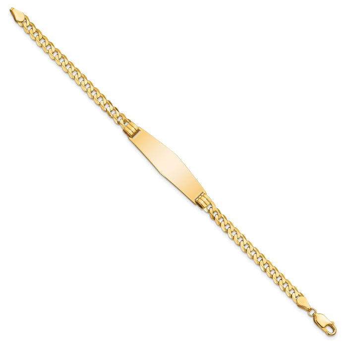 14K Curb Link Soft Diamond Shape ID Bracelet-LID62C-8