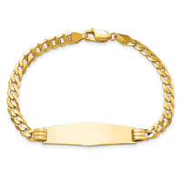 14K Curb Link Soft Diamond Shape ID Bracelet-LID62C-8