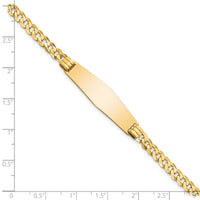 14K Curb Link Soft Diamond Shape ID Bracelet-LID62C-8