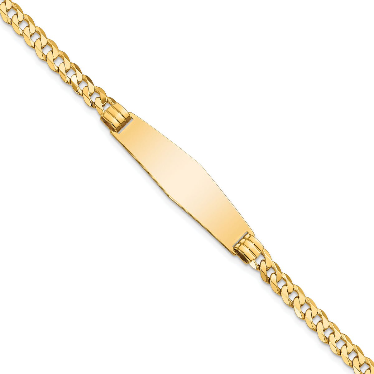 14K Curb Link Soft Diamond Shape ID Bracelet-LID62C-8