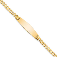 14K Curb Link Soft Diamond Shape ID Bracelet-LID62C-8