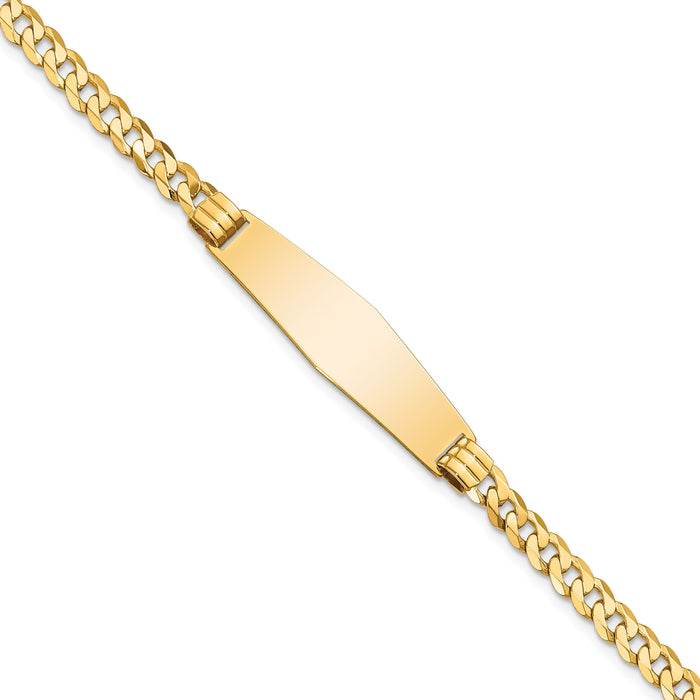 14K Curb Link Soft Diamond Shape ID Bracelet-LID62C-8