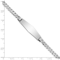 14k WG Flat Curb Link Soft Diamond Shape ID Bracelet-LID62CW-7