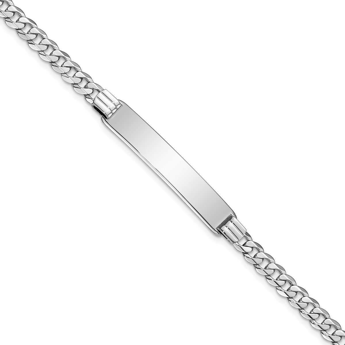 14k WG Flat Curb Link ID Bracelet-LID62W-7