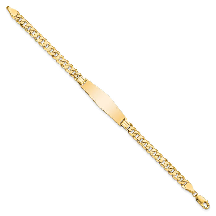 14K Curb Link Soft Diamond Shape ID Bracelet-LID63C-7
