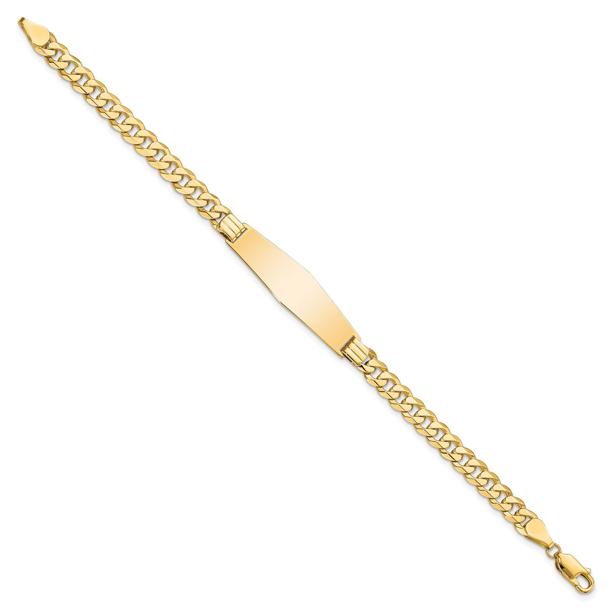 14K Curb Link Soft Diamond Shape ID Bracelet-LID63C-8