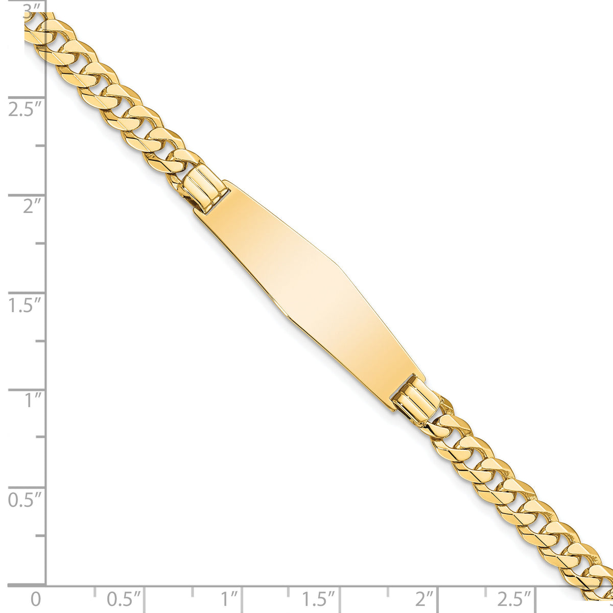 14K Curb Link Soft Diamond Shape ID Bracelet-LID63C-8