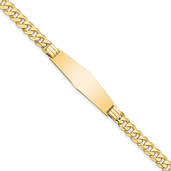 14K Curb Link Soft Diamond Shape ID Bracelet-LID63C-7