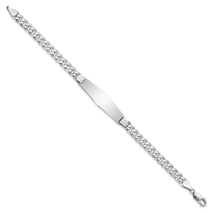 14k WG Flat Curb Link Soft Diamond Shape ID Bracelet-LID63CW-7