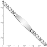 14k WG Flat Curb Link Soft Diamond Shape ID Bracelet-LID63CW-7