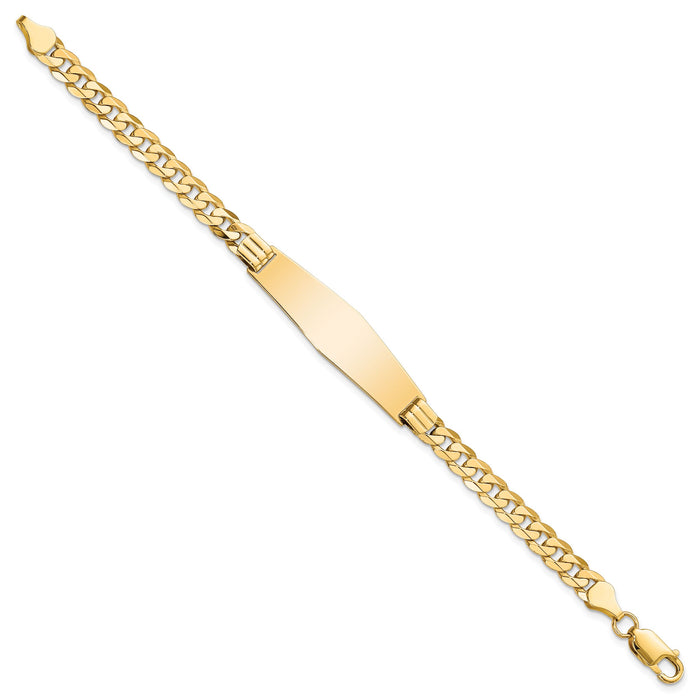 14K Curb Link Soft Diamond Shape ID Bracelet-LID64C-7