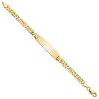 14K Curb Link Soft Diamond Shape ID Bracelet-LID64C-8