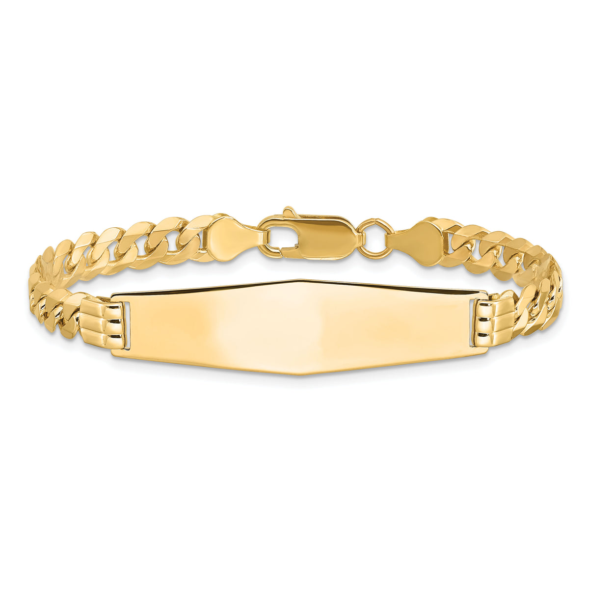 14K Curb Link Soft Diamond Shape ID Bracelet-LID64C-7