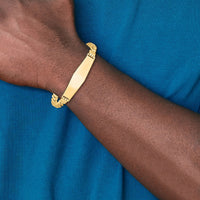 14K Curb Link Soft Diamond Shape ID Bracelet-LID64C-8