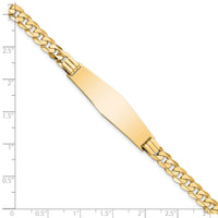 14K Curb Link Soft Diamond Shape ID Bracelet-LID64C-7