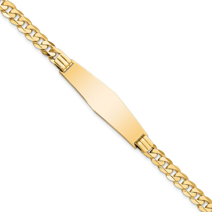 14K Curb Link Soft Diamond Shape ID Bracelet-LID64C-7