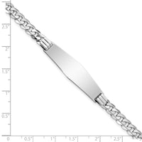 14k WG Flat Curb Link Soft Diamond Shape ID Bracelet-LID64CW-8