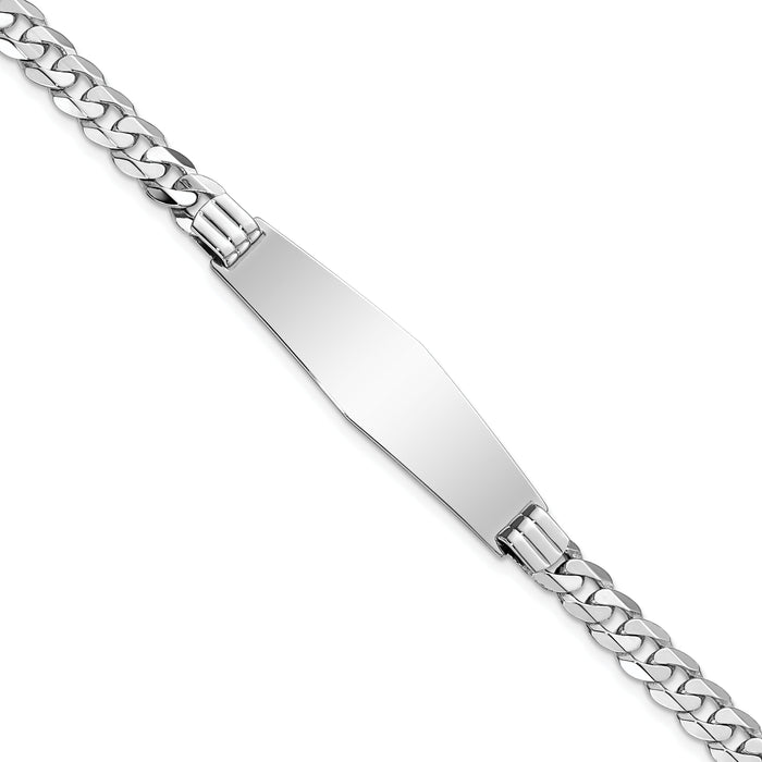 14k WG Flat Curb Link Soft Diamond Shape ID Bracelet-LID64CW-8