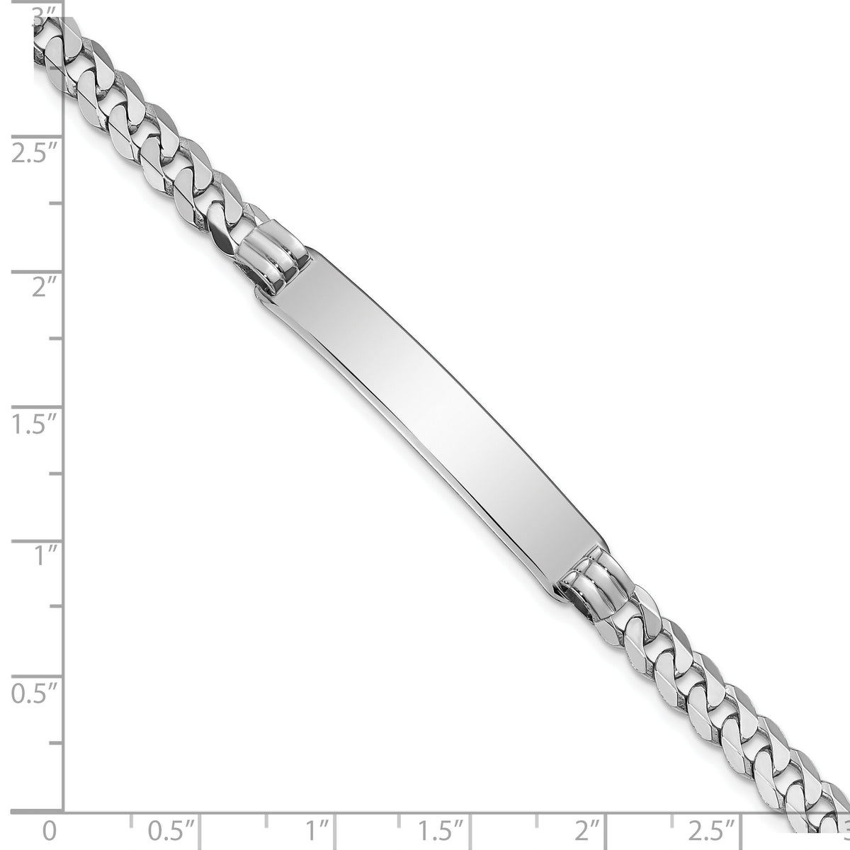 14k WG Flat Curb Link ID Bracelet-LID64W-7