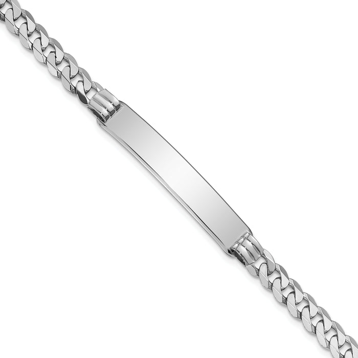 14k WG Flat Curb Link ID Bracelet-LID64W-8