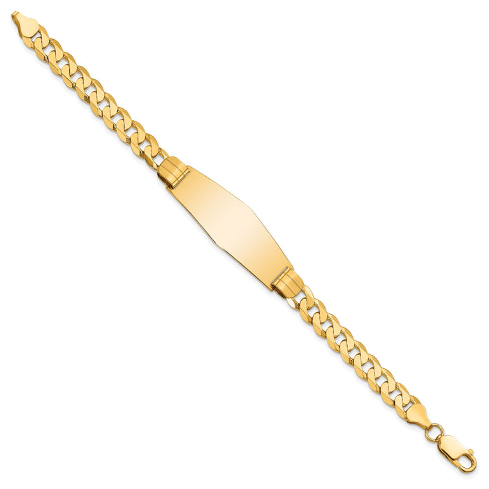 14K Curb Link Soft Diamond Shape ID Bracelet-LID65C-7