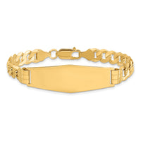 14K Curb Link Soft Diamond Shape ID Bracelet-LID65C-7
