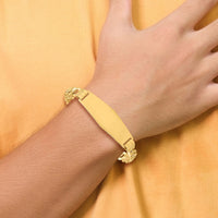 14K Curb Link Soft Diamond Shape ID Bracelet-LID65C-7
