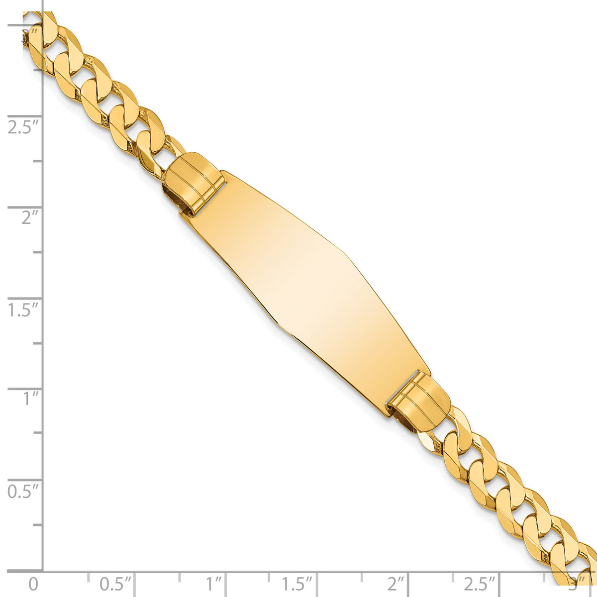 14K Curb Link Soft Diamond Shape ID Bracelet-LID65C-7