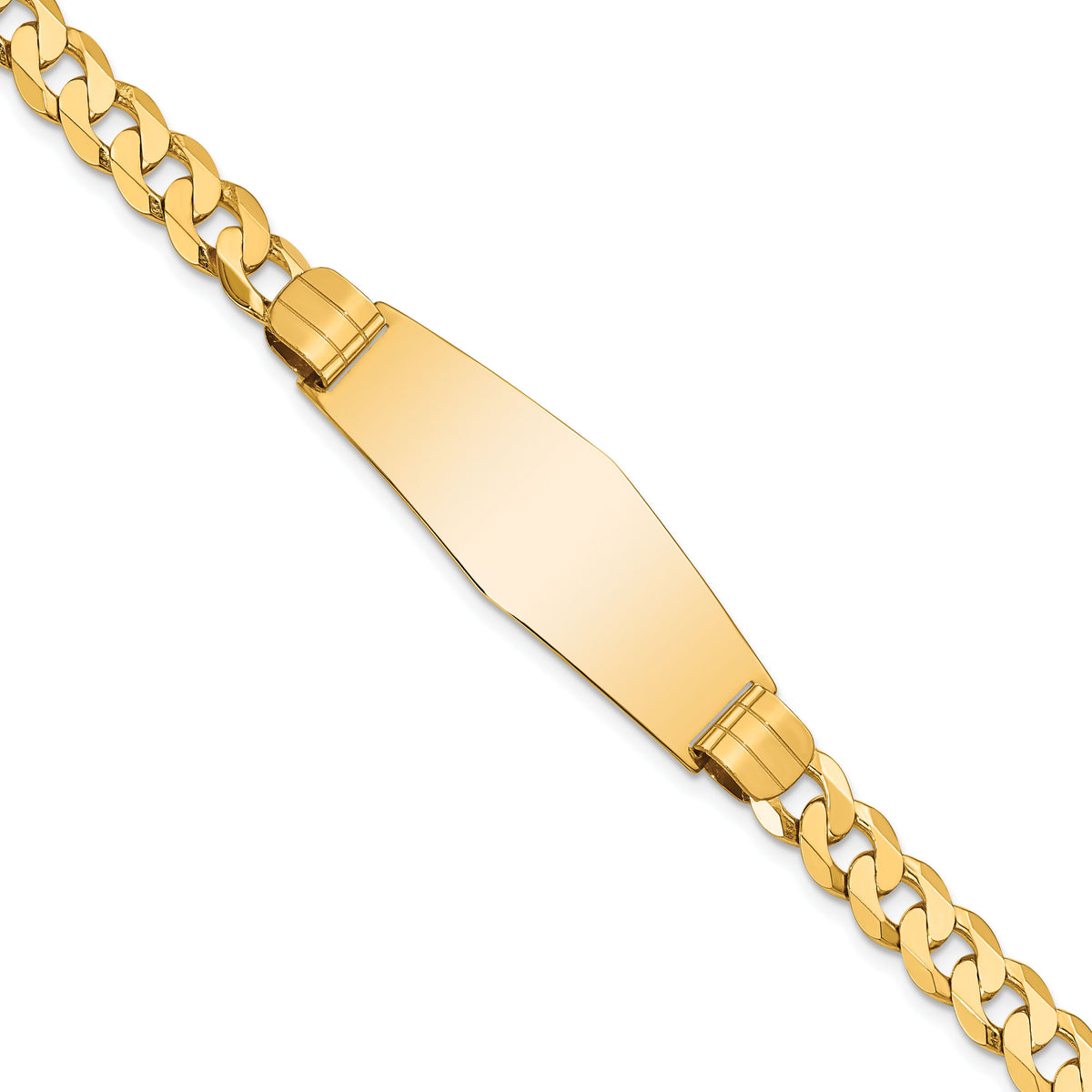 14K Curb Link Soft Diamond Shape ID Bracelet-LID65C-7