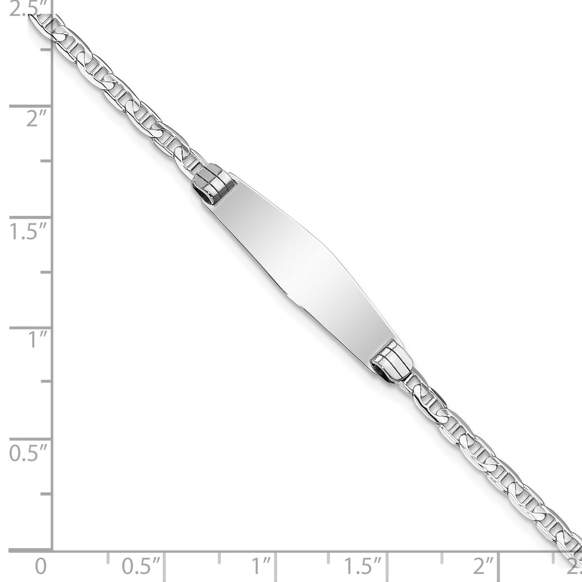 14K WG Soft Diamond Shape Anchor Link ID Bracelet-LID66CW-8