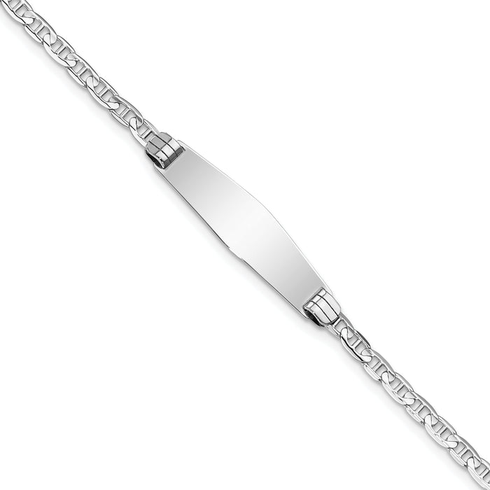 14K WG Soft Diamond Shape Anchor Link ID Bracelet-LID66CW-8