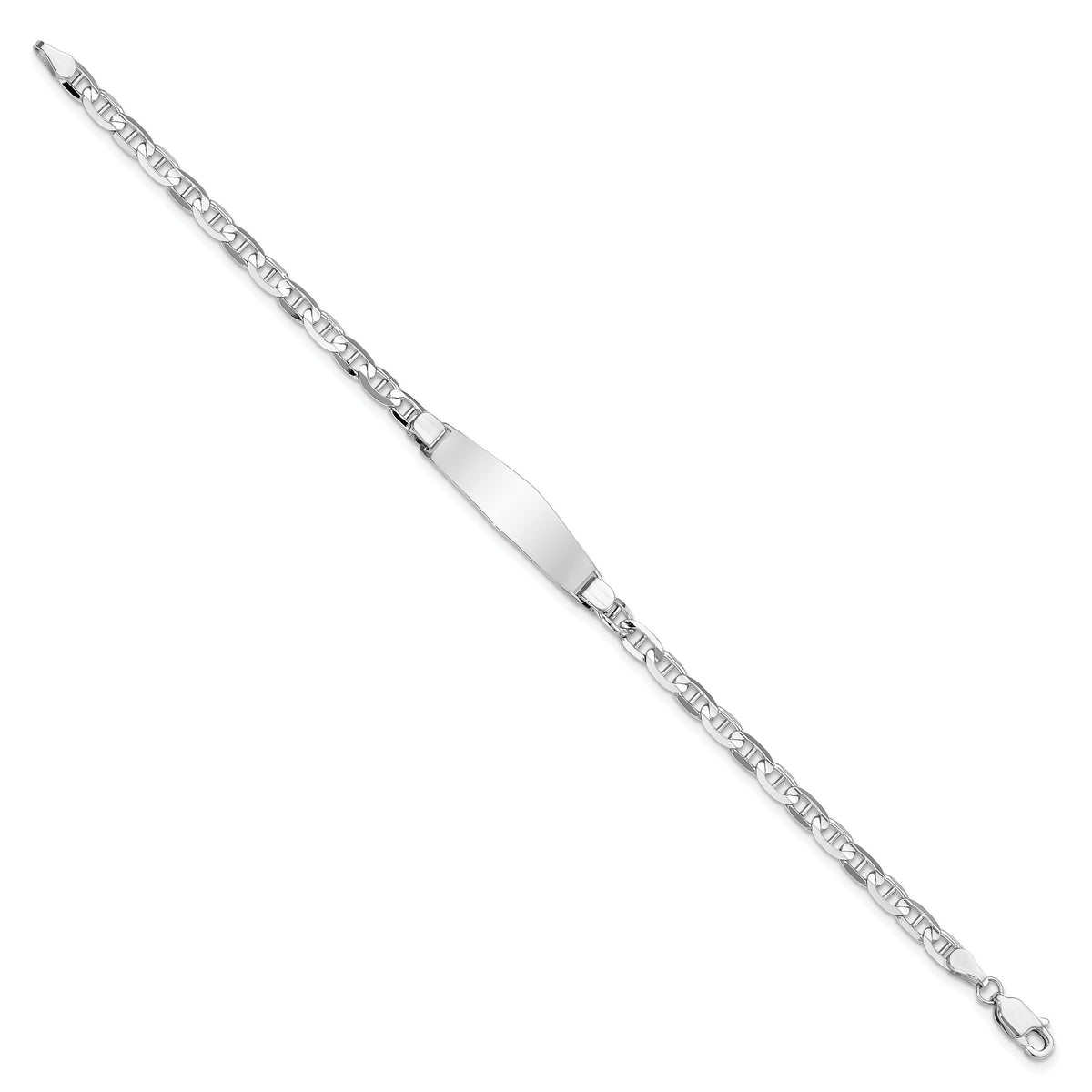 14K WG Soft Diamond Shape Anchor Link ID Bracelet-LID67CW-7