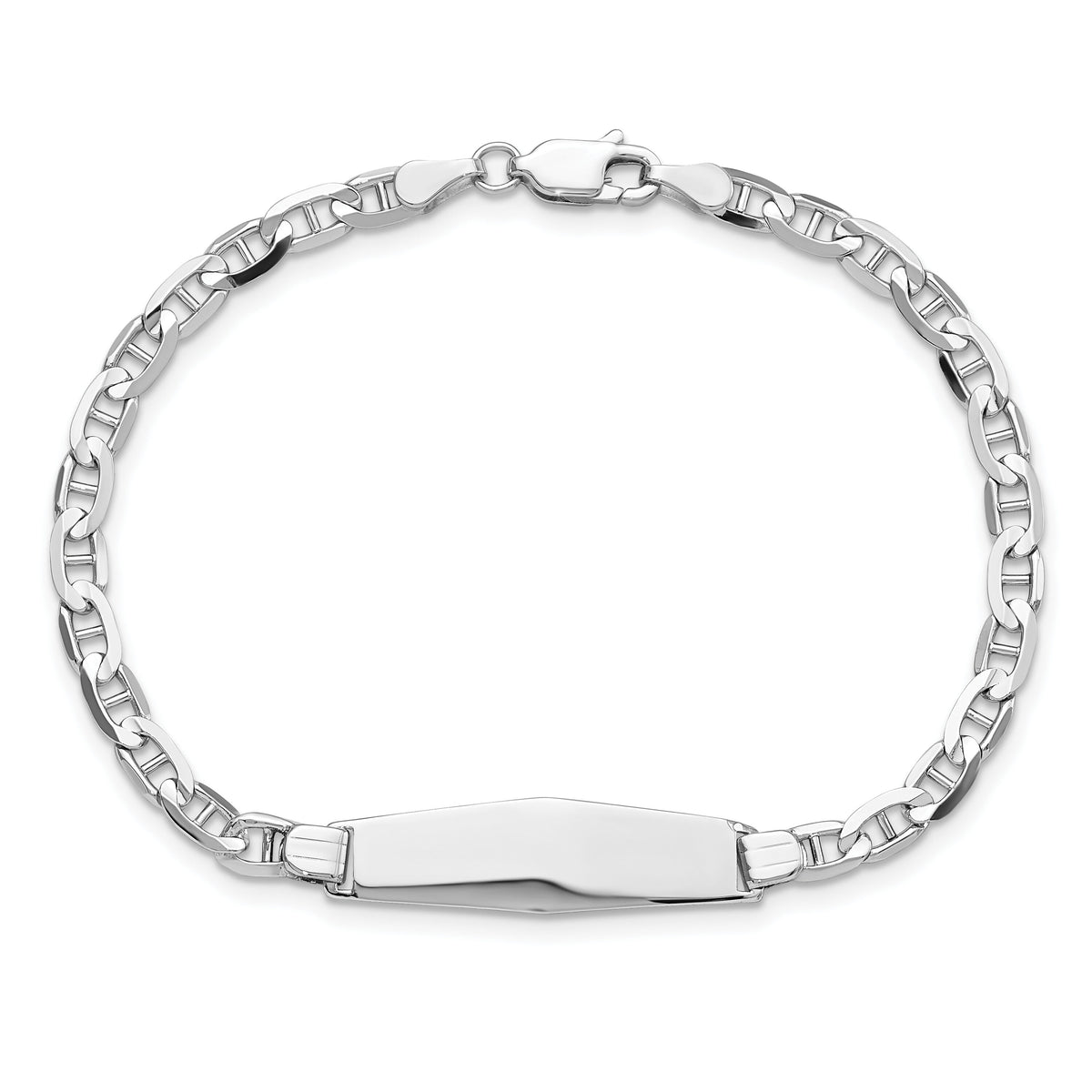 14K WG Soft Diamond Shape Anchor Link ID Bracelet-LID67CW-8