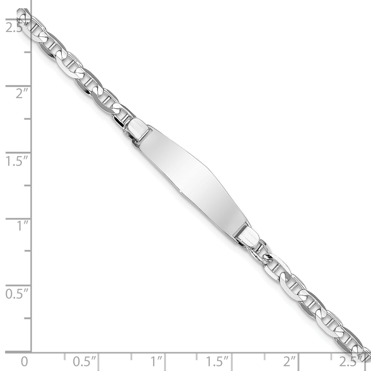 14K WG Soft Diamond Shape Anchor Link ID Bracelet-LID67CW-8