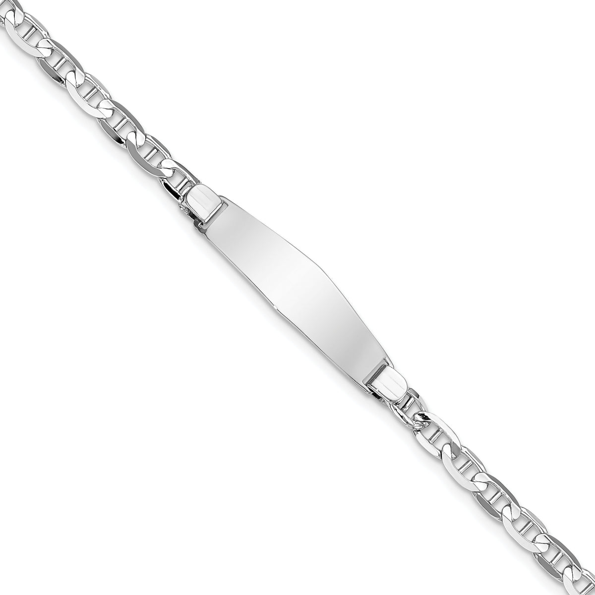 14K WG Soft Diamond Shape Anchor Link ID Bracelet-LID67CW-7