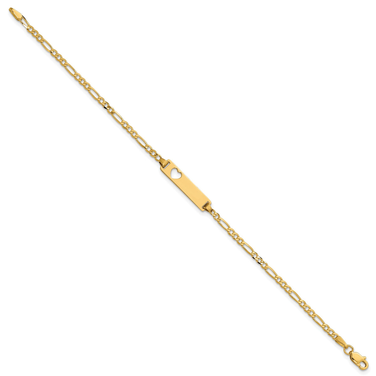 14k Cut-out Heart Figaro Link ID Bracelet-LID7-8
