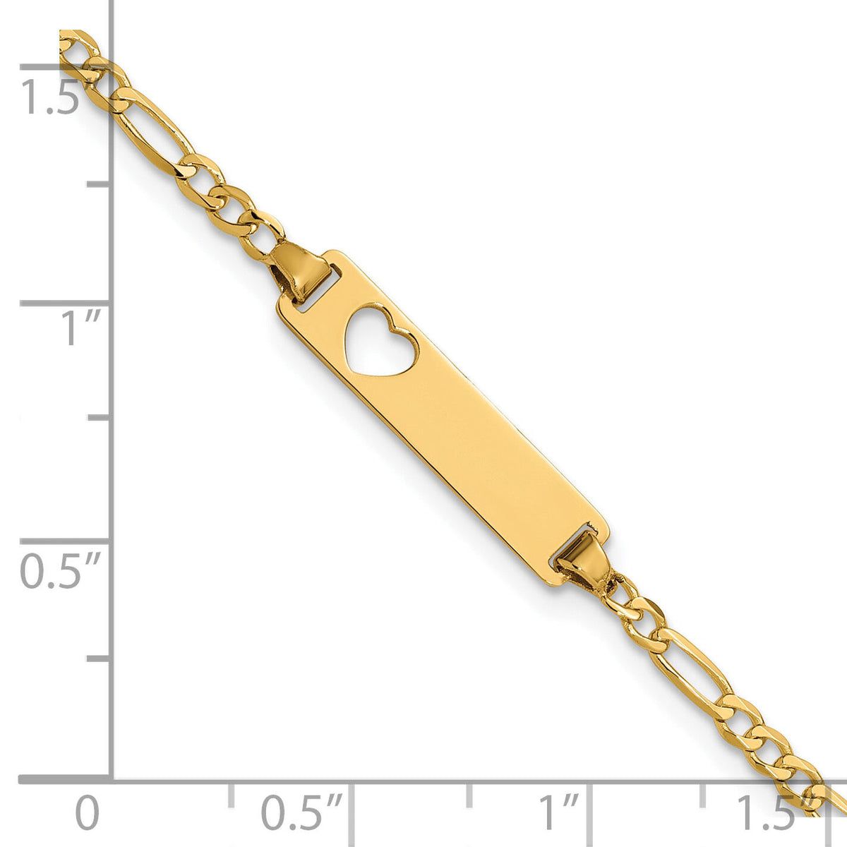 14k Cut-out Heart Figaro Link ID Bracelet-LID7-7