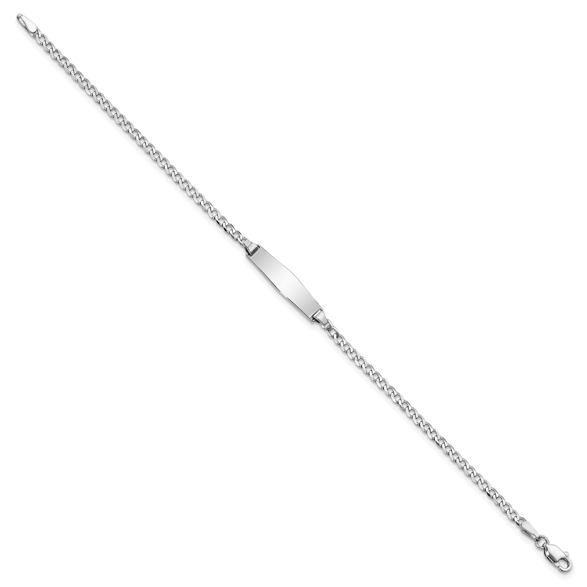 14k WG Soft Diamond Shape Flat Curb Link ID Bracelet-LID70CW-7