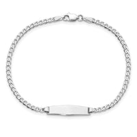 14k WG Soft Diamond Shape Flat Curb Link ID Bracelet-LID70CW-7
