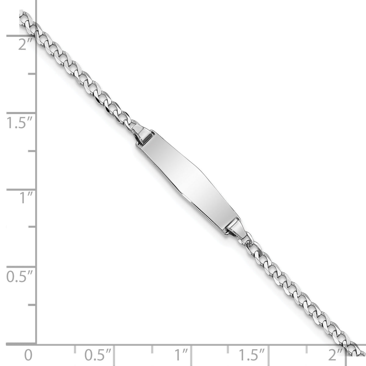 14k WG Soft Diamond Shape Flat Curb Link ID Bracelet-LID70CW-7