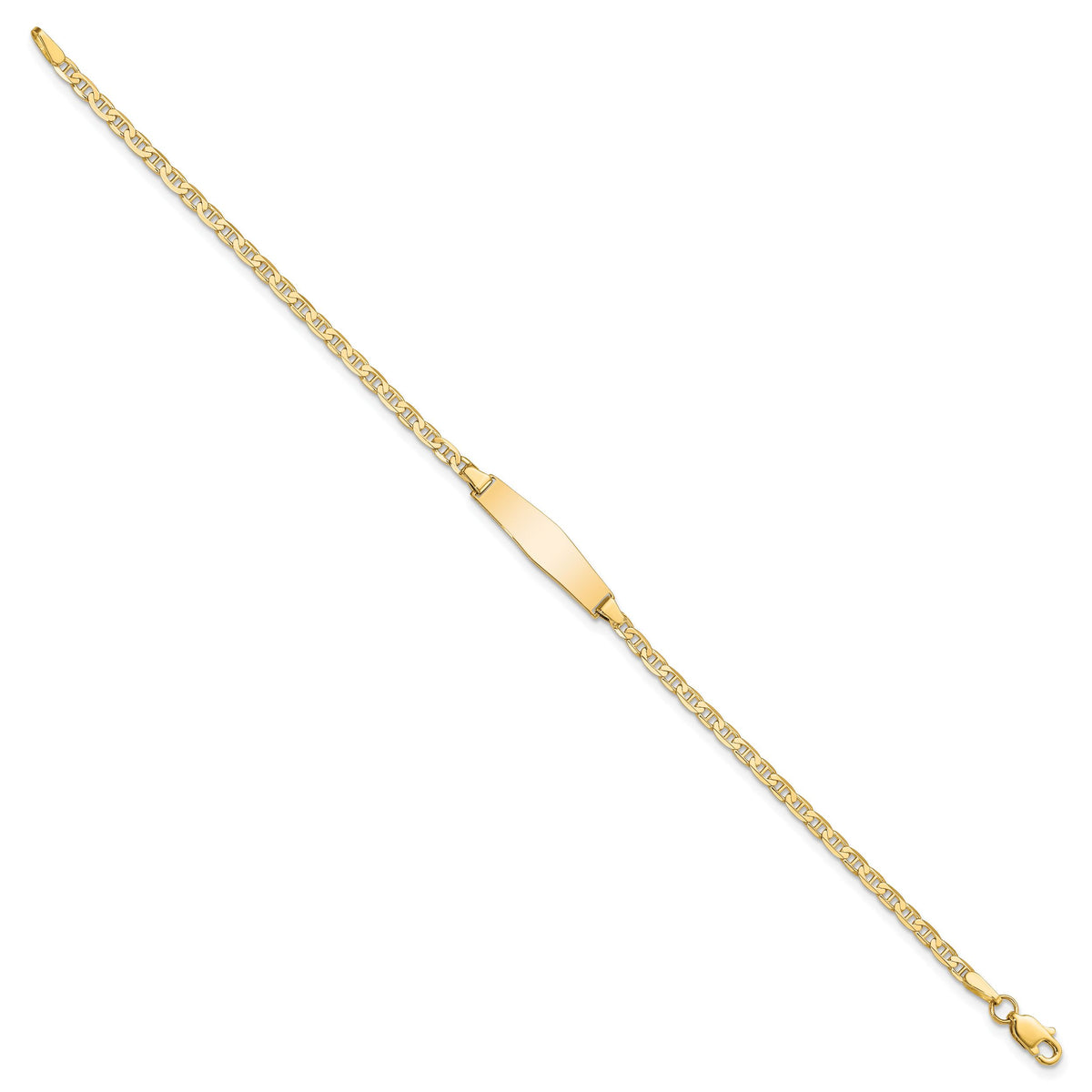 14k Soft Diamond Shape Flat Anchor Link ID Bracelet-LID71C-7
