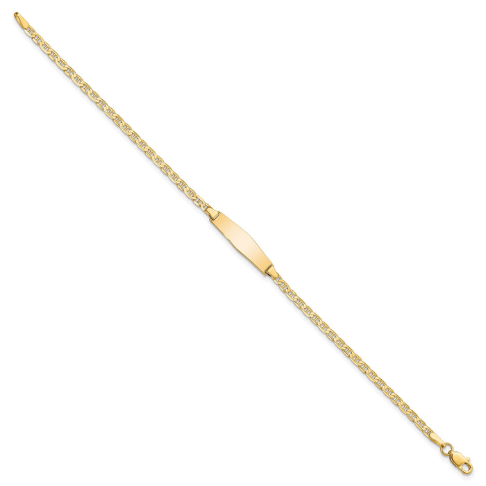 14k Soft Diamond Shape Flat Anchor Link ID Bracelet-LID71C-7