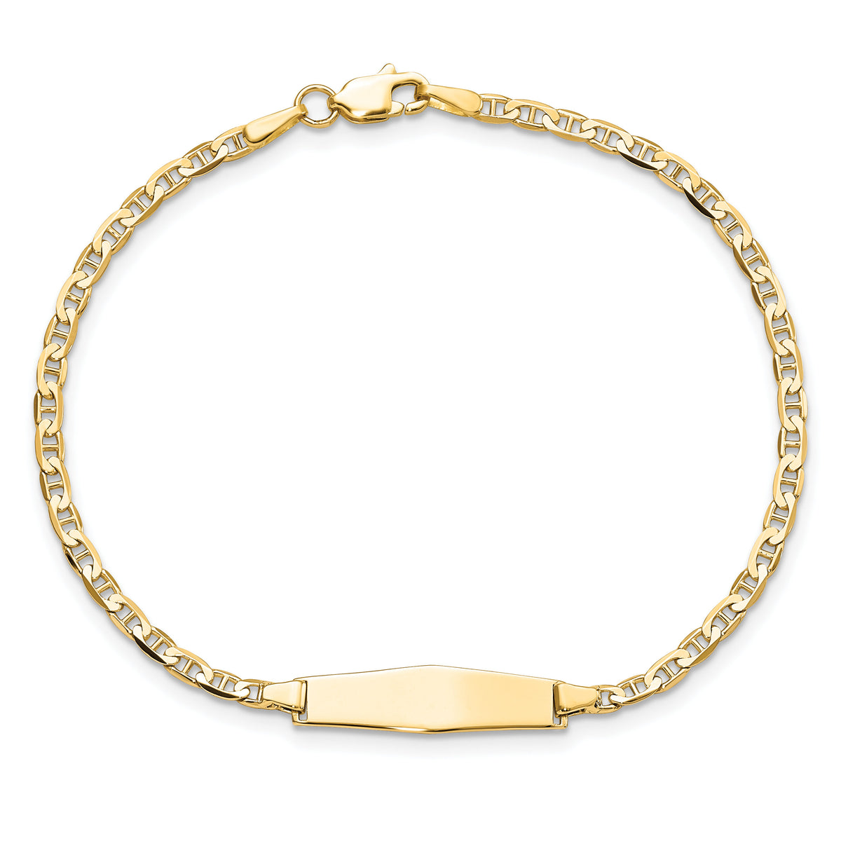 14k Soft Diamond Shape Flat Anchor Link ID Bracelet-LID71C-7