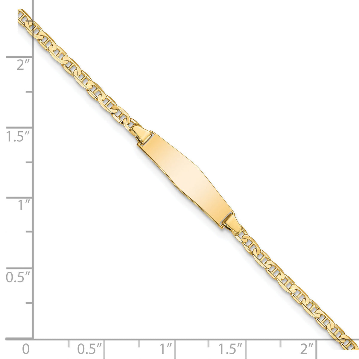 14k Soft Diamond Shape Flat Anchor Link ID Bracelet-LID71C-7